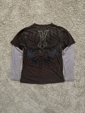 VTG Y2K MMA Elite Boxing UFC Affliction Black Large Thermal Long-Sleeve T-Shirt